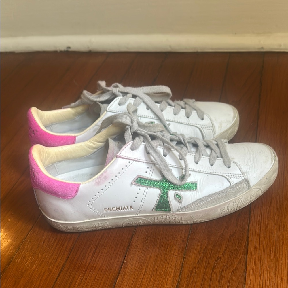 Premiata Sneakers- size 38 in White, Pink, and Gre